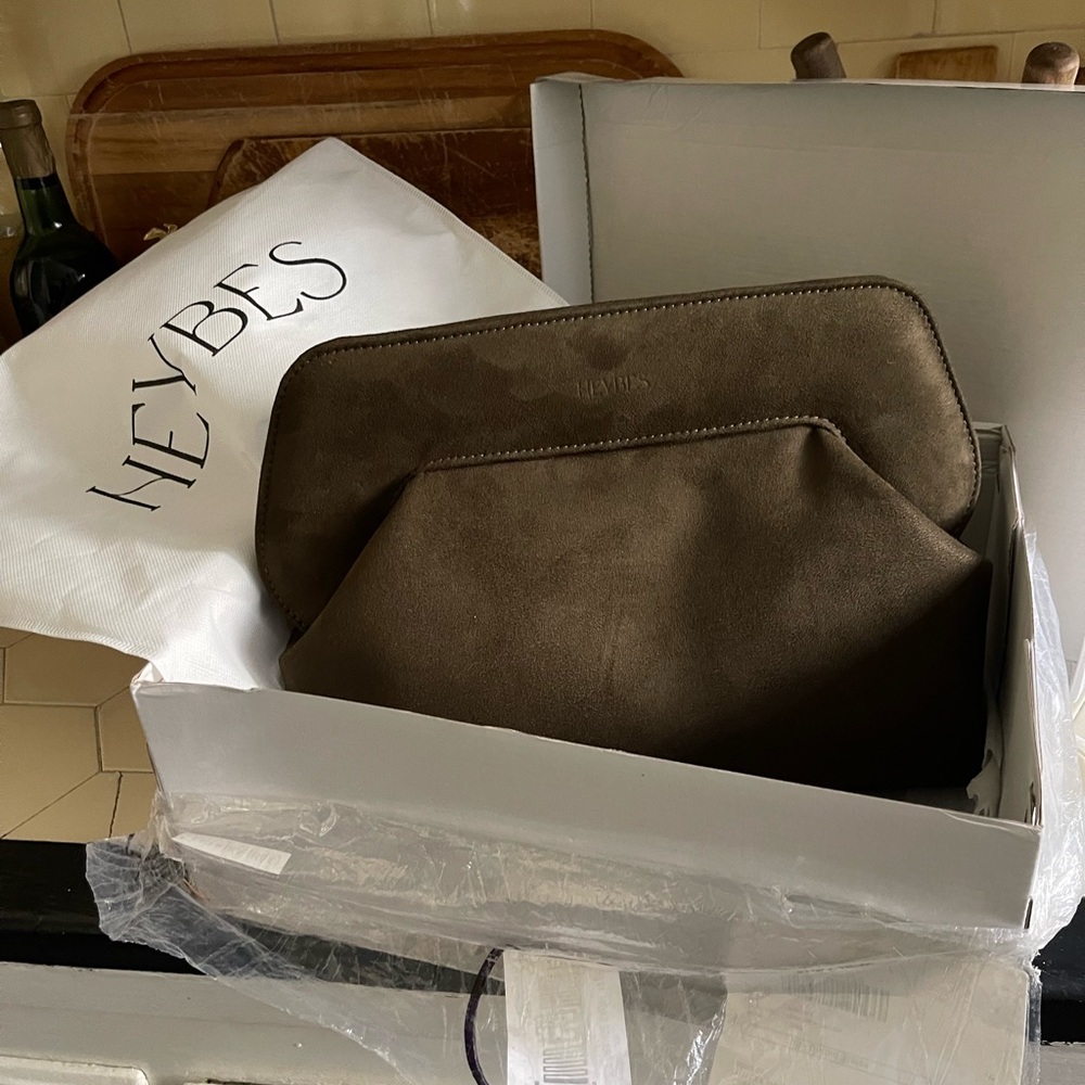 NWT vegan suede clutch bag